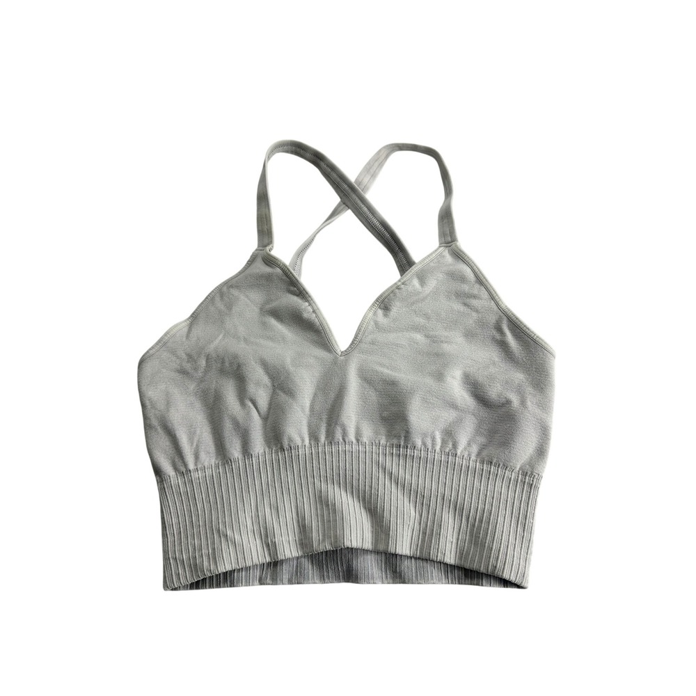 Free People Movement Happiness Runs Crop Top Women M/L Grey Excellent Ribbed